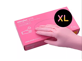 Рукавички нітрилові неопудрені Mercator Medical Nitrylex Pink рожеві розмір XL 50 пар
