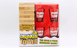 Дженга п'янка вежа Drunken Tower Jenga GB076-1B (дерев'яні блоки — 60 шт., скляні стопки — 4 шт.)