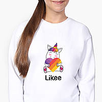 Свитшот для девочки Лайк Единорог (Likee Unicorn) (9509-1037-8) Белый