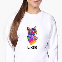 Свитшот для девочки Лайк Котик (Likee Cat) (9509-1040-8) Белый