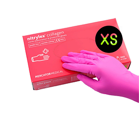Рукавички нітрилові неопудрені Mercator Medical Nitrylex Collagen рожеві розмір XS 50 пар