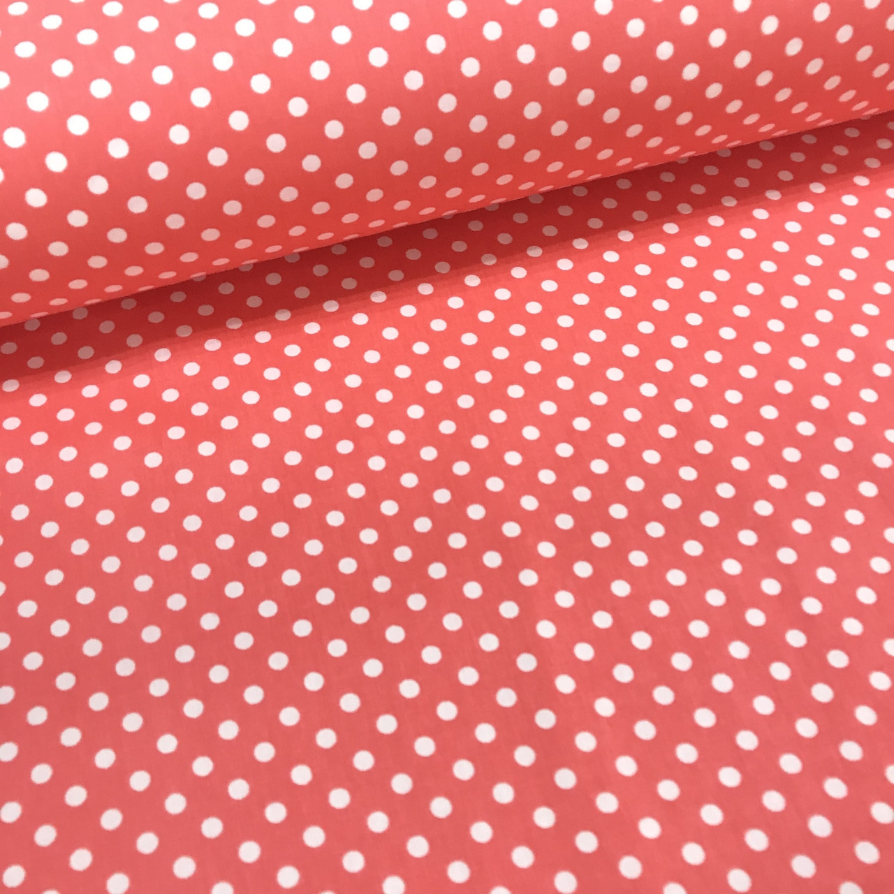 Тканина поплін білий горошок на гранатовому 6 мм (ТУРЦІЯ шир. 2,4 м) (R-T-0306), фото 1