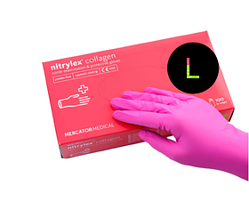 Рукавички нітрилові неопудрені Mercator Medical Nitrylex Collagen рожеві розмір L 50 пар