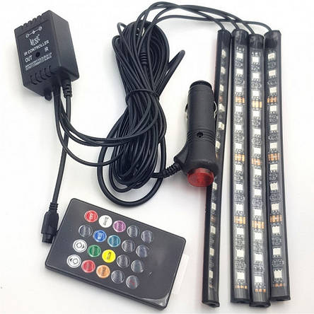 Кольорове підсвічування для авто водонепроникна RGB led 4 стрічки (Реальні фото), фото 2