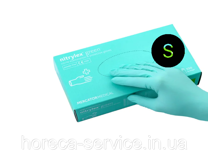 Рукавички Mercator Medical Nitrylex GREEN Нітрилові зелені розмір S 50 пар