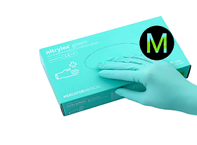 Рукавички нітрилові неопудрені Mercator Medical Nitrylex GREEN зелені розмір M 50 пар