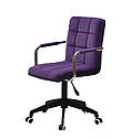 Крісло Augusto Arm BK-Modern Office з підлокітниками, пурпурний велюр на чорній хрестовині c колесами, фото 3