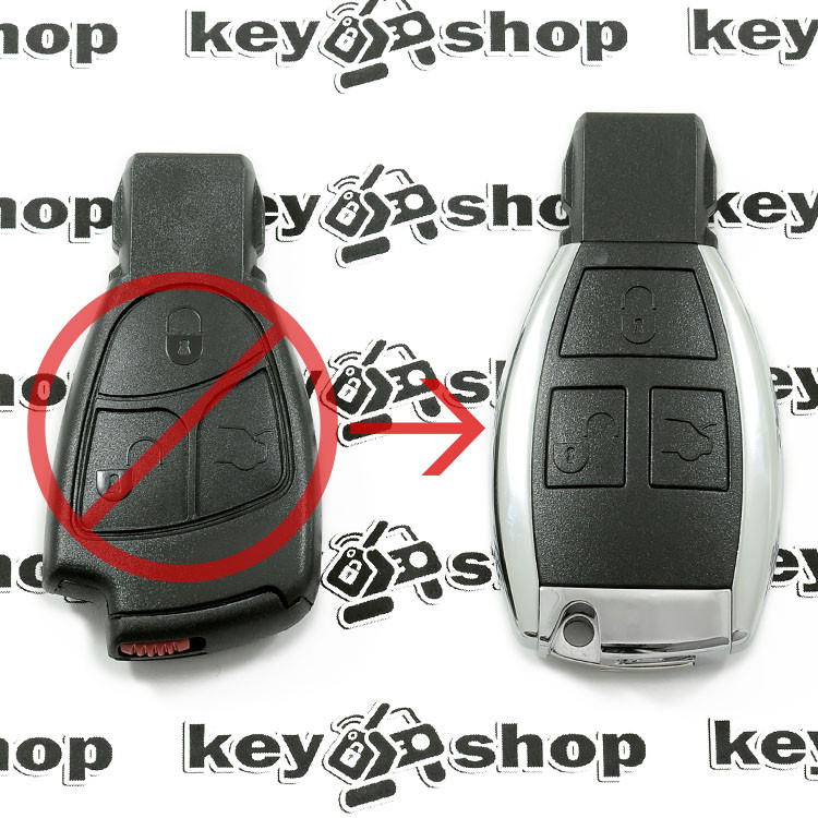 Ключ Mercedes (корпус Мерседес) под переделку, 3 кнопки (с логотипом) - фото 1 - id-p1250303324