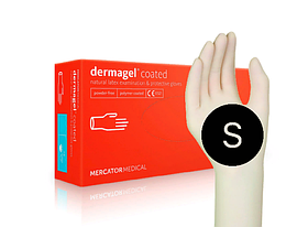 Рукавички латексні неопудрені Mercator Medical Dermagel розмір S 50 пар
