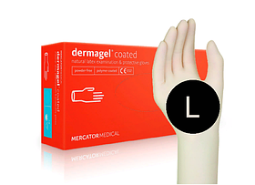 Рукавички латексні неопудрені Mercator Medical Dermagel розмір L 50 пар