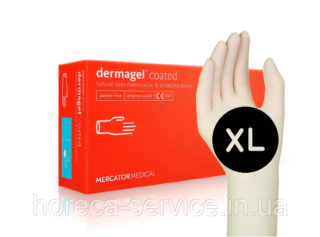 Рукавички латексні неопудрені Mercator Medical dermagel розмір XL 50 пар