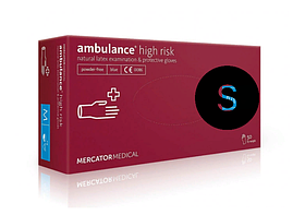 Рукавички латексні неопудрені Mercator Medical AMBULANCE сині розмір S 25 пар
