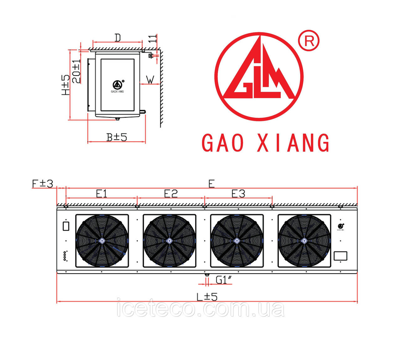 Повітроохолоджувач DD-25/140 кубічний Gaoxiang