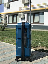 Пластиковий чемодан з полікарбонату синій, фото 2