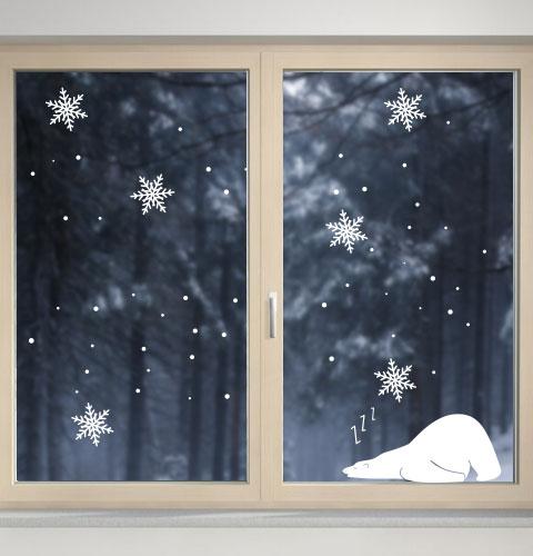 Наклейка Білий ведмедик (новорічна наклейка на скло, вікно, стіну)