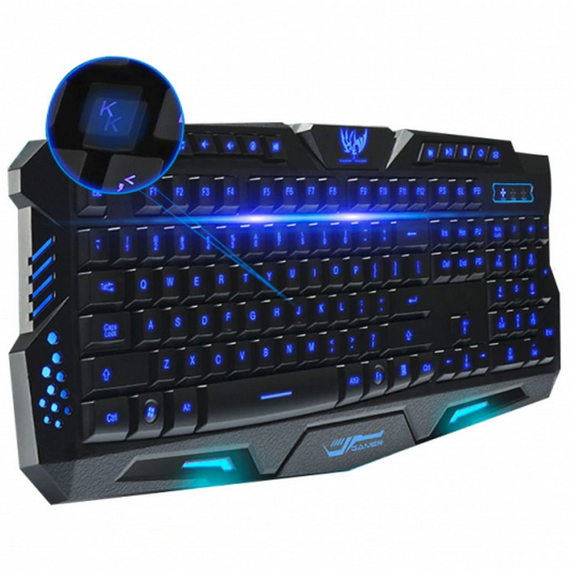 Провідна ігрова клавіатура USB M200L c 3-х кольоровий підсвічуванням геймерська (Справжні фото)