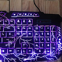 Провідна ігрова клавіатура USB M200L c 3-х кольоровий підсвічуванням геймерська (Справжні фото), фото 3