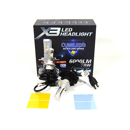 Автомобільні LED Лампи H7 6000K 50W X3 Philips з активним охолодженням ip67, фото 2
