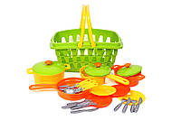 Посуда в корзине ТехноК 4456 детский набор кастрюли тарелки приборы пластик детская игрушка для детей кухня