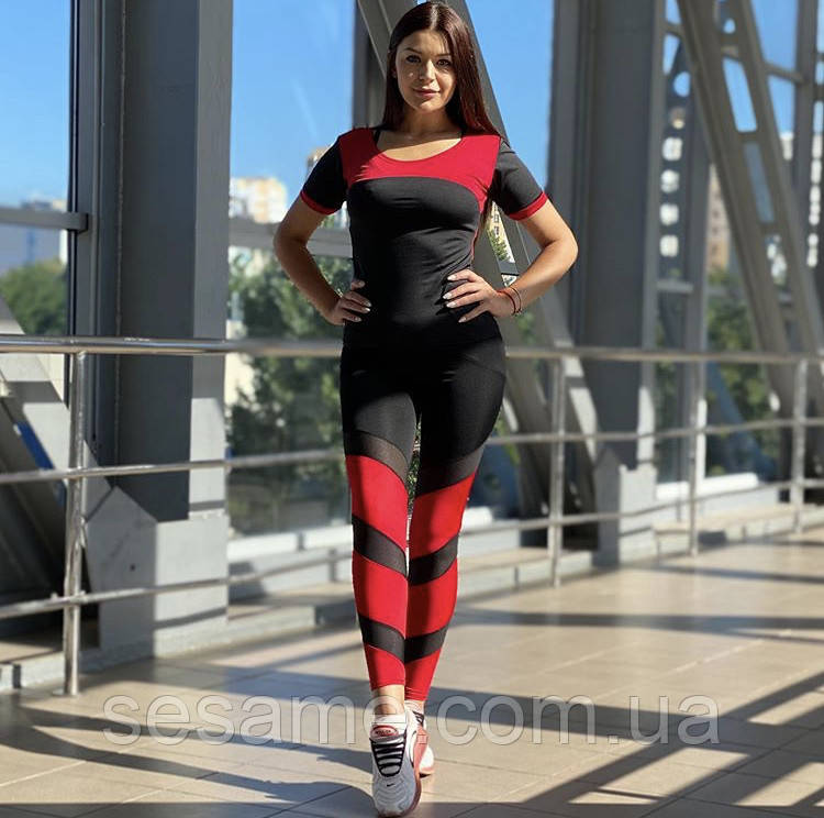 Тренувальний костюм для фітнесу лосини та топ, фото 1