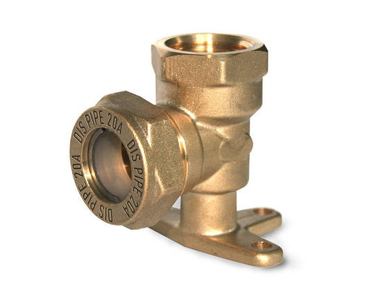 Косинець із кріпленням труба-внутрішня різь латунний DISPIPE BL20*3/4"(AW), фото 2