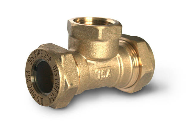 Трійник труба-внутрішня різьба-труба латунний DISPIPE BIT25*1"*25 (F), фото 2