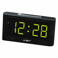 Электронные настольные LED часы с будильником и большими цифрами VST-732Y Черные с зеленым светомй