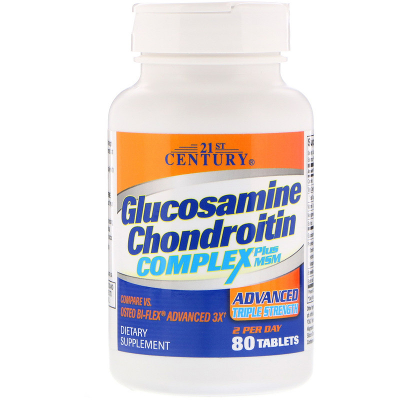 Glucosamine Chondroitin Complex Plus MSM Advanced Triple Strength 21st Century 80 таблеток