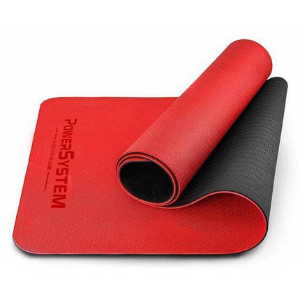 Килимок для йоги та фітнесу 183х61х0.6 см POWER SYSTEM YOGA MAT PREMIUM PS-4060 червоний, фото 2