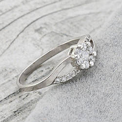 Срібна Каблучка Альтегра вставка білі фіаніти розмір 16