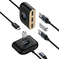 HUB адаптер BASEUS USB Square Round 4USB Black, фото 3