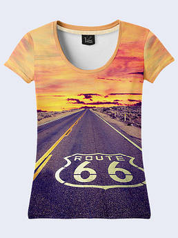 Жіноча футболка з принтом США дорога 66