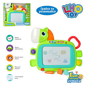 Дощечка 3131 для малювання, кольорова, муз, звук, світло, 2 різ.гумк, штамп 4 шт.