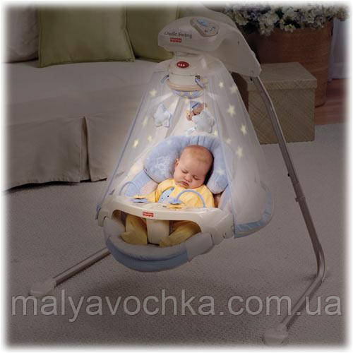 Колиска-гойдалка Зоряне сяйво FISHER PRICE (2 напрями руху, музика, проектор зірок на завісу), фото 1