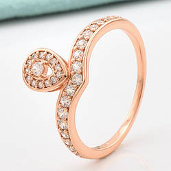 Каблучка Корона 10513 білі фіаніти позолота РО розмір 17