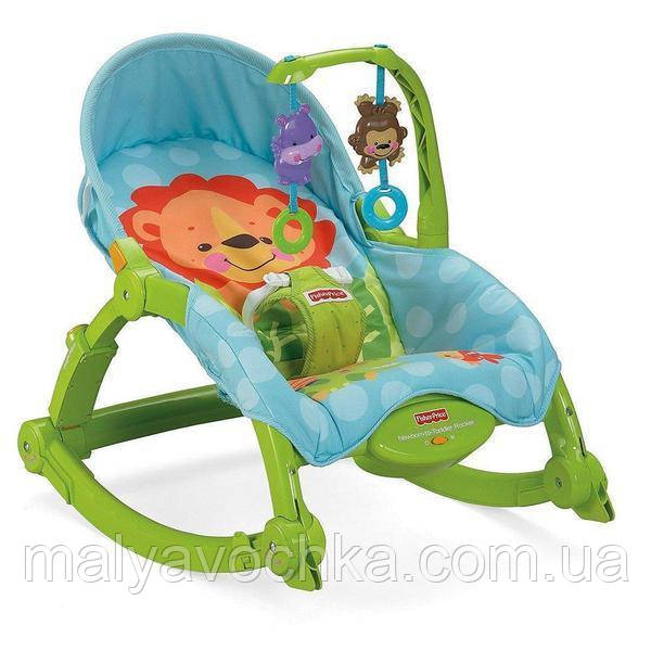 Крісло качалка 2 в 1 від народження Чудова планета FISHER PRICE (вібрації, дуга з іграшками)