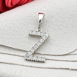 Кулон Xuping Літери для ланцюжка до 3 мм 80262 Z розмір 19х10 мм білі фіаніти позолота Біле Золото