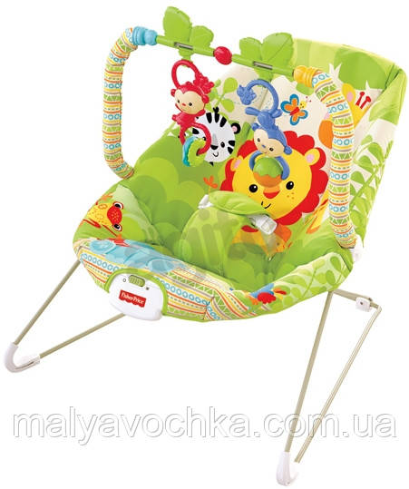 Шезлонг Веселі мавпочки FISHER PRICE (вібрації, дуга з іграшками)