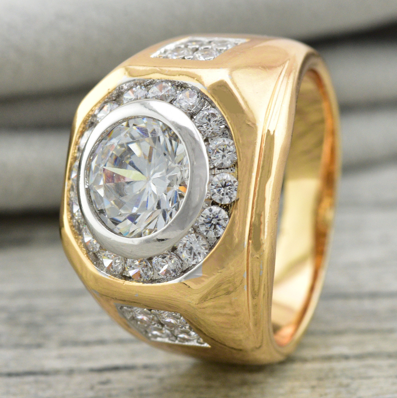 Печатка Султан Дубаї 11649расп вм'ятинки розмір 22 ширина 17 мм куб цирконій вага 10.8 р позолота 18К, фото 1