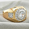 Печатка Султан Дубаї 11649расп вм'ятинки розмір 22 ширина 17 мм куб цирконій вага 10.8 р позолота 18К, фото 2