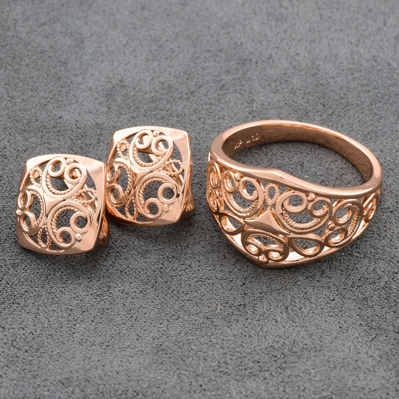 Набір Xuping Золоте Сонце 65076 Каблучка розмір 17 + сережки 17х17 мм позолота РО, фото 1