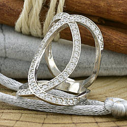 Срібна Каблучка Шанель вставка білі фіаніти розмір 16