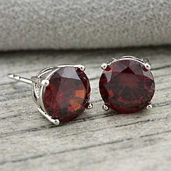 Сережки Xuping гвоздики 26984 8х8 мм червоні фіаніти вага 2.7 г позолота Біле Золото