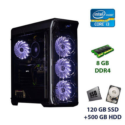 Gamemax StarLight B-White Tower / Intel Core i3-9100F (4 ядра по 3.6 - 4.2 GHz) / 8 GB DDR4 / 120 GB SSD+500, фото 1