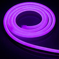 Светодиодная LED лента гибкий неон 8х16 мм Led Neon Flex V фиолетовая 12В 12V 2,5 см silicone