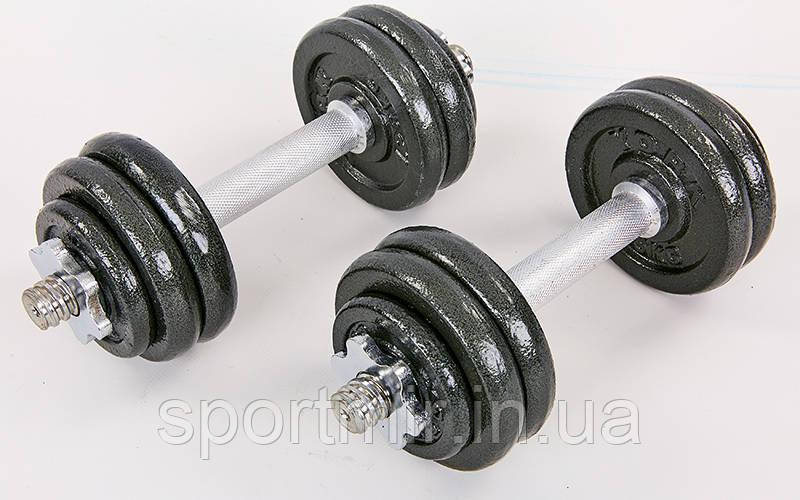 Гантелі розбірні (2шт) сталеві 30кг YORK TA-8214-30 (2 грифа l-30sм, сталеві млинці (2,5+2,5+1,25+0,5)*4), фото 1