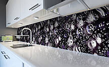 Вініловий кухонний фартух Бульбашки (наклейка для кухні ПВХ плівка скіналі) сфери вода Текстура Чорний