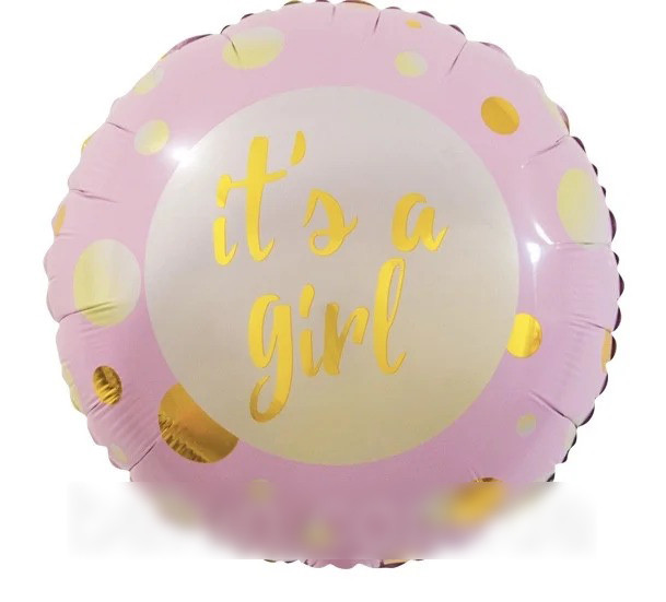 Куля фольгована з написом It`sa Girl рожева металізована 18"