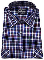 Сорочка чоловіча "Brossard". Cиняя клетка. Довгий рукав