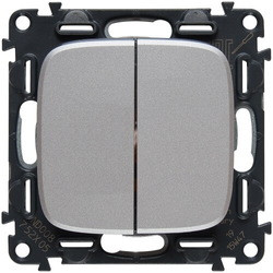 Перемикач 2 кл. прохідний Legrand Valena Allure Алюміній 752028+755027